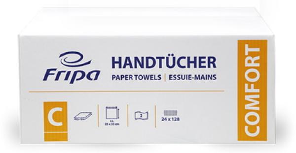 Fripa Comfort Papierhandtuch 2-lagig V-Falz 25x23 cm 3200 Blatt Zellstoff hochweiß 4042102